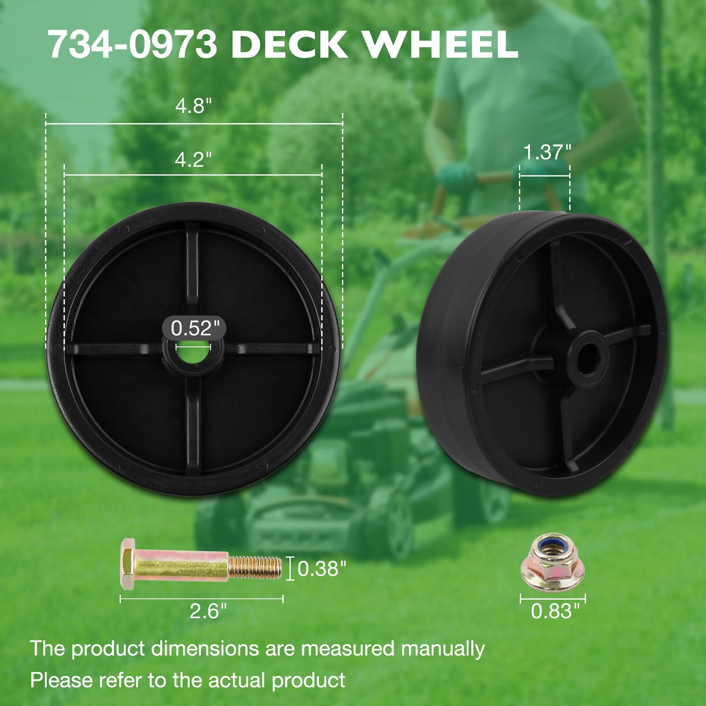 4x 734-0973 Lawn Mower Deck Roller Wheel Kit For Cub Cadet Craftsman 734-04155