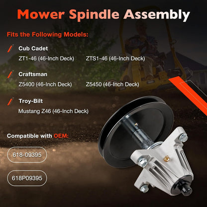 2X Mower Deck Spindle Assembly For Cub Cadet MTD ZT1 ZTS1 46-Inch Deck 618P09395