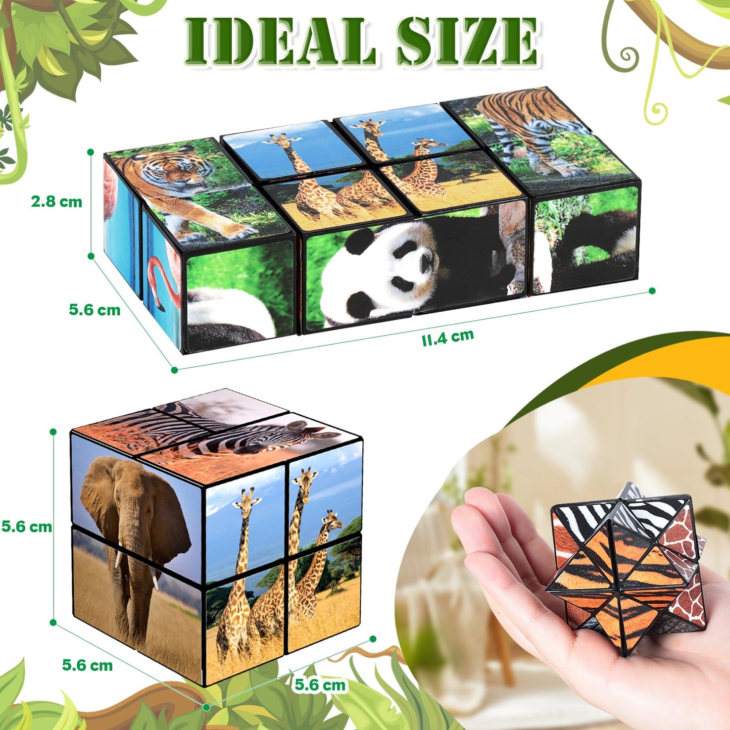 2 In 1 Animal Style Star Cube Magic Cube Set For Kid And Adult Toy Ages 8-12