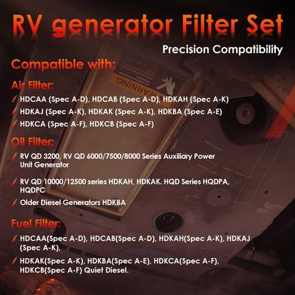Air Oil Fuel Filter Kit For Fleetguard Onan Cummins HDKAH HDKAJ HDCAA 1492513