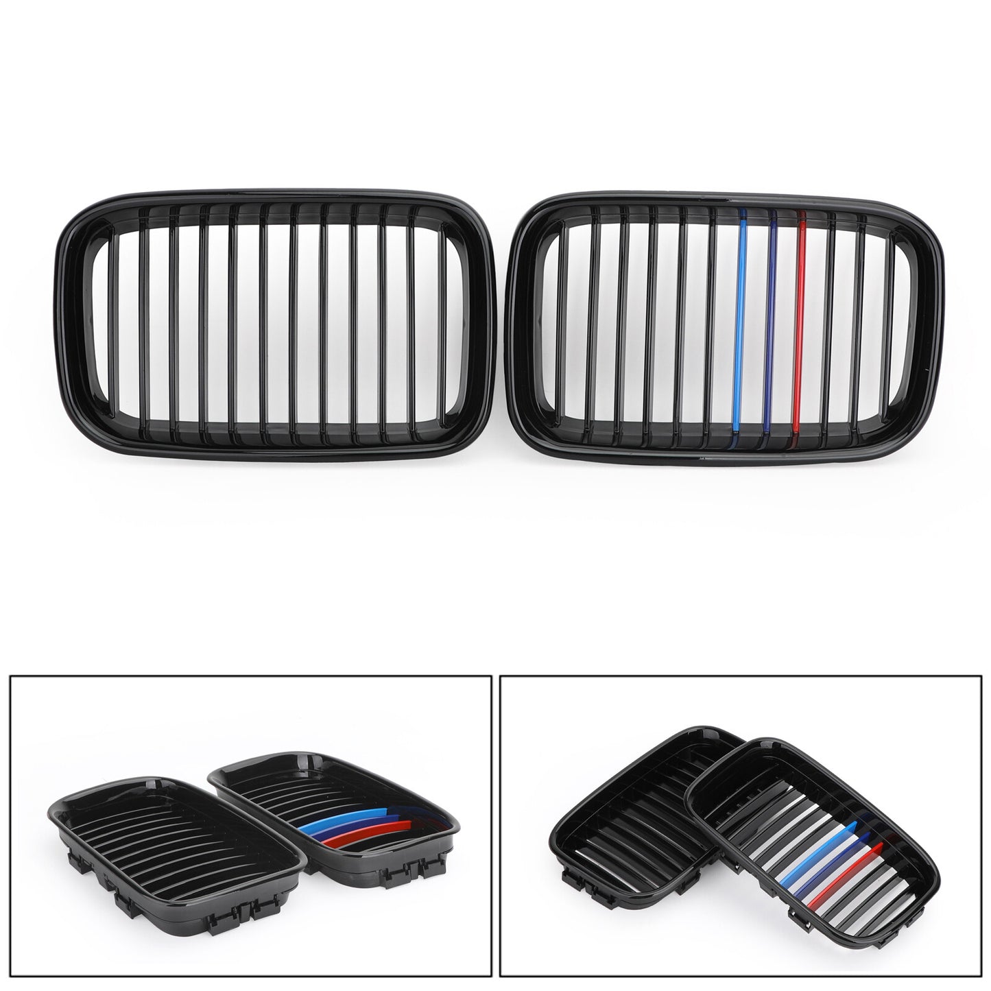 M-color Glossy Black Front Hood Kidney Sport Grills For BMW 3 Series E36 92-1996