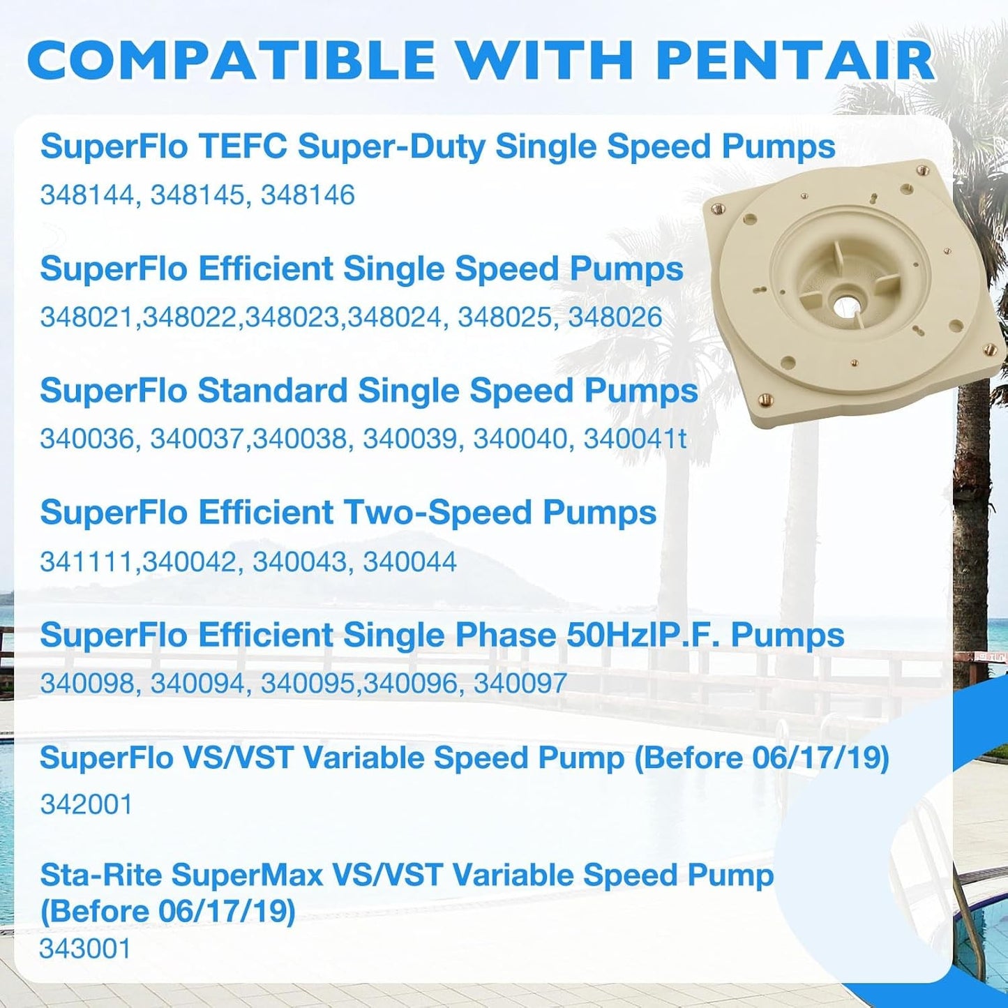 356012 Seal Plate Almond For Pentair SuperFlo Sta-Rite Pool Pump Mounting Plate