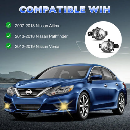 Pair LED Bumper Fog Light Driving Lamp For 2004-2019 Nissan Altima Versa Sentra