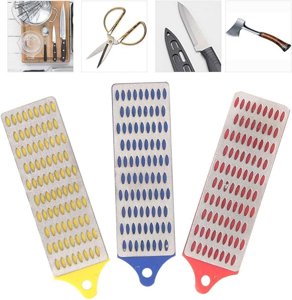 6PCs Large&Small Diamond Sharpening Hone Stone Whetstone Block Kitchen Knife