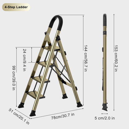 4 Step Ladder Portable Folding Step Stool with Anti-Slip Sturdy and Wide Pedal