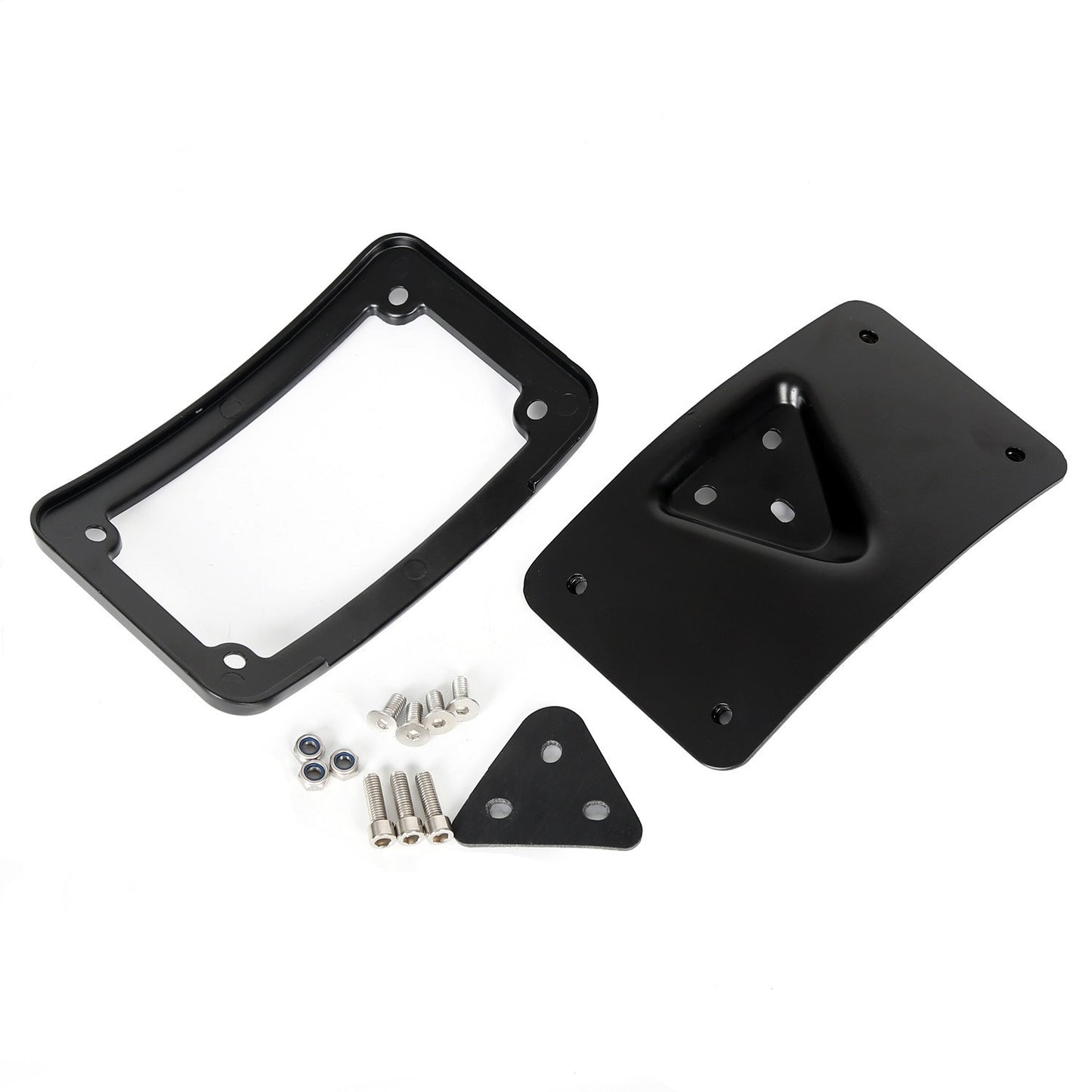 Solid Spare Curved Laydown License Plate Mount Bracket Frame For Harley Softail Dyna, Steel
