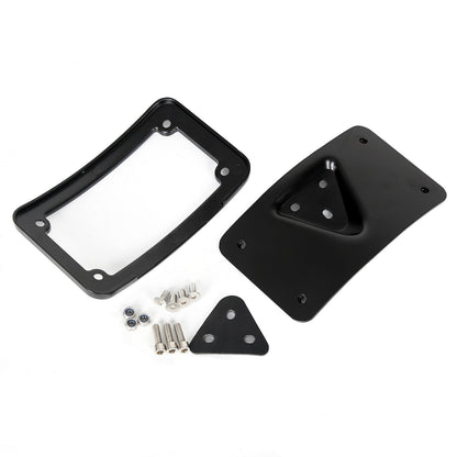 Solid Spare Curved Laydown License Plate Mount Bracket Frame For Harley Softail Dyna, Steel