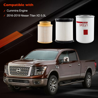 16403-EZ41A Oil Fuel Filter Kit For 2016-19 Nissan Titan XD 5.0L Cummins Diesel