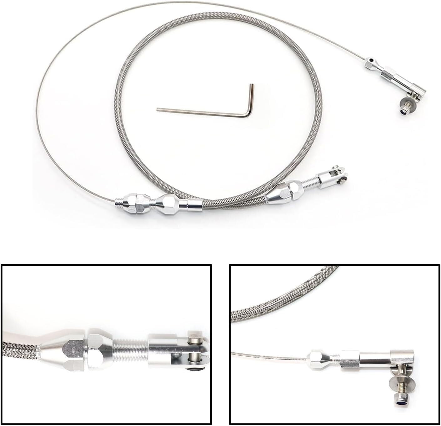 24" THROTTLE CABLE BRAIDED STAINLESS STEEL UNIVERSAL ACCELERATOR For FORD, CHEVY