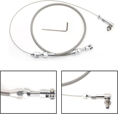 24" THROTTLE CABLE BRAIDED STAINLESS STEEL UNIVERSAL ACCELERATOR For FORD, CHEVY