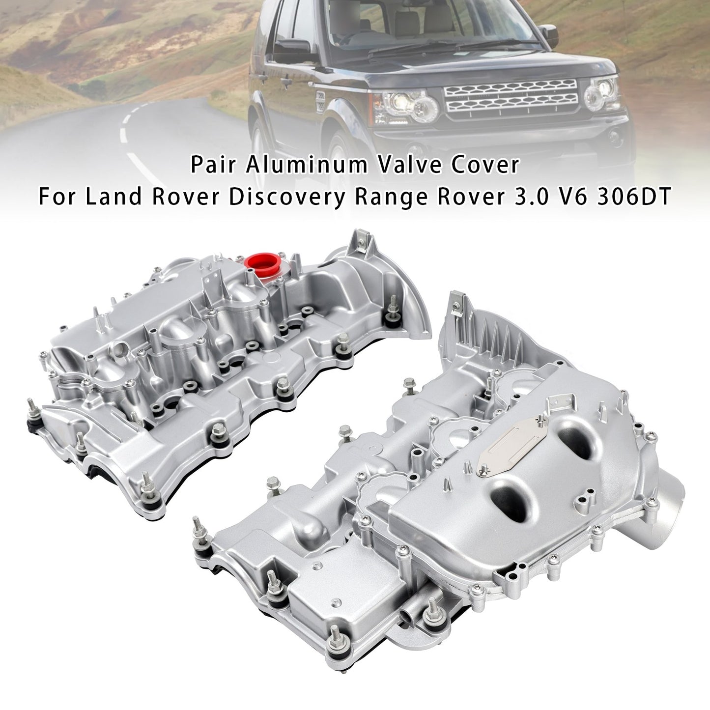 Pair Aluminum Valve Cover For Land Rover Discovery Range Rover 3.0 V6 306DT