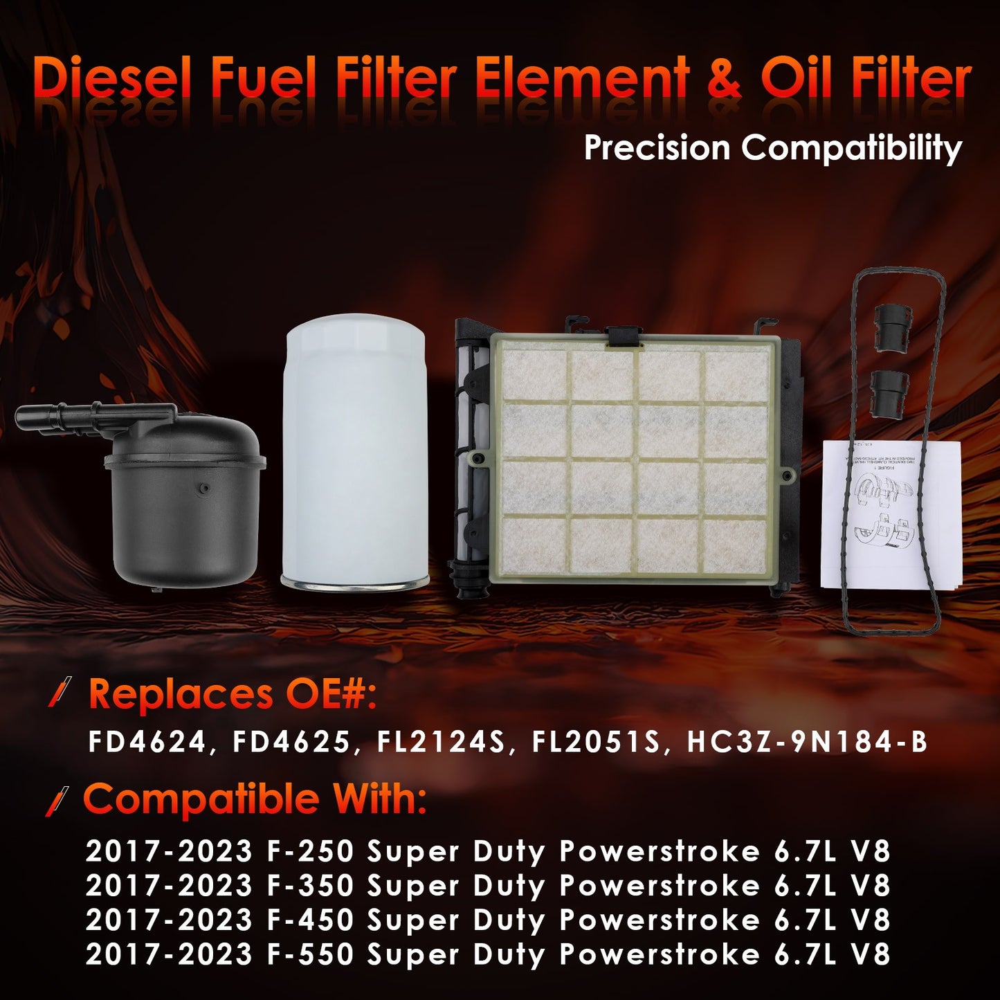 6.7 Diesel Fuel Oil Filter Kit Fit 2017-2023 F-250 F-350 F-450 F-550 Super Duty