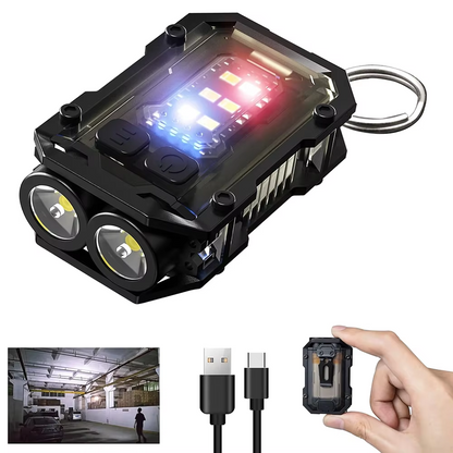 2pcs Mini Pocket Keychain Flashlight EDC Flashlight LED COB Night Light Lamp