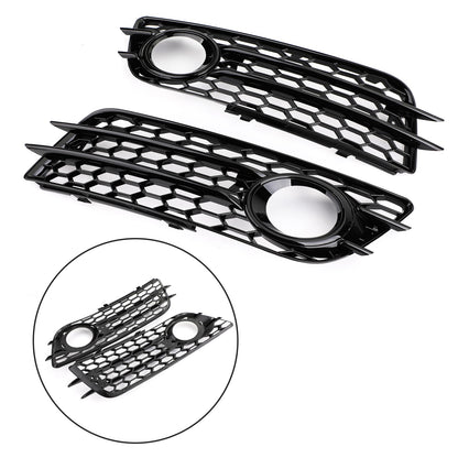 Black Honeycomb Style Fog Light Grill Bumper For Audi A4 S-LINE S4 2008-2012