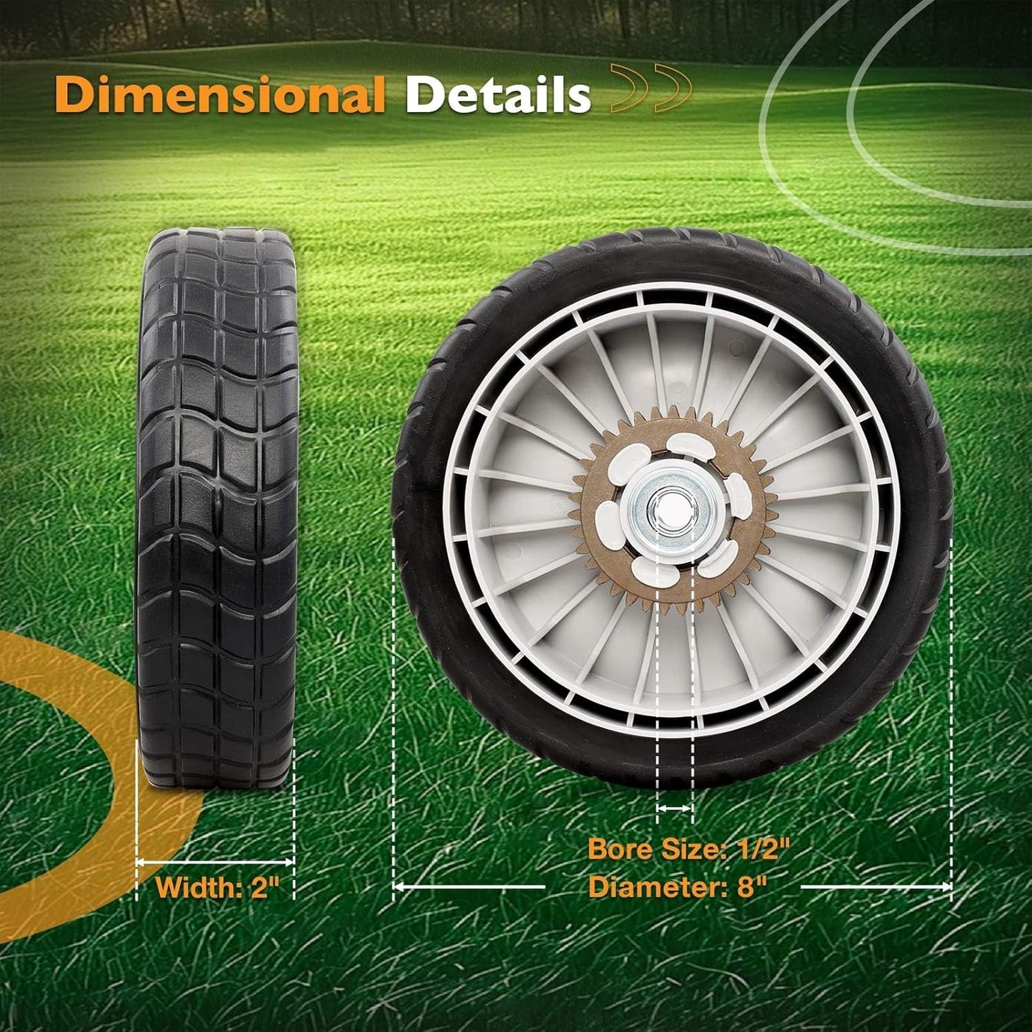 2-Pack 8" Lawn Mower Rear Wheels For Honda HRR216 HRS216 HRT216 42710-VE2-M02ZE