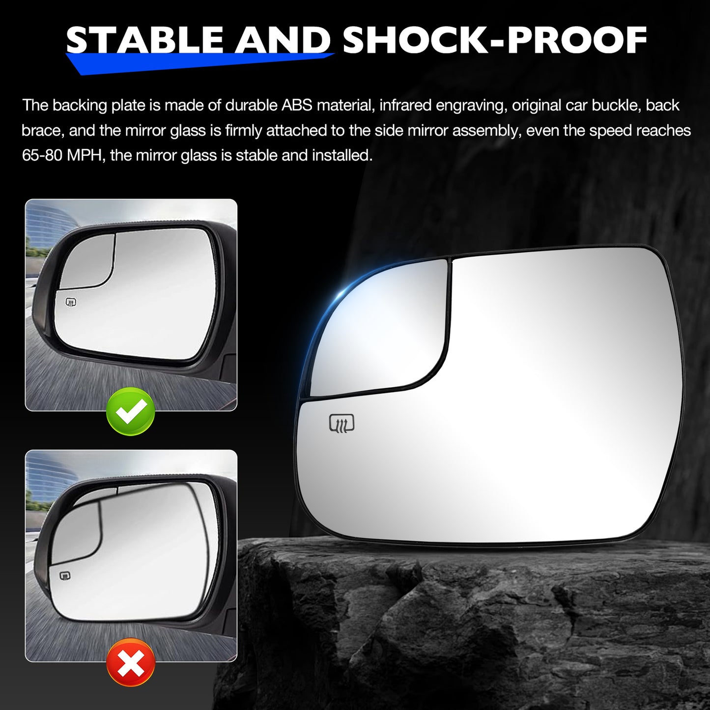 Left Driver Side Convex Mirror Glass w/ Power Heated For 2014-2020 Toyota Sienna
