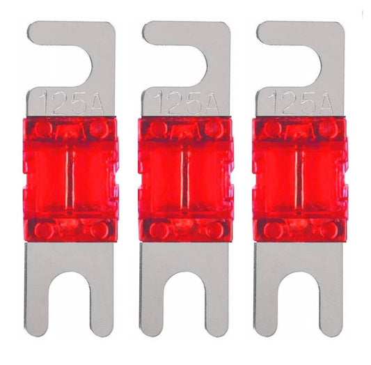Solid Spare Mini ANL Fuse 125A 125 Amp AFS Fuses For Auto Marine Stereo Audio Video 3 Pack