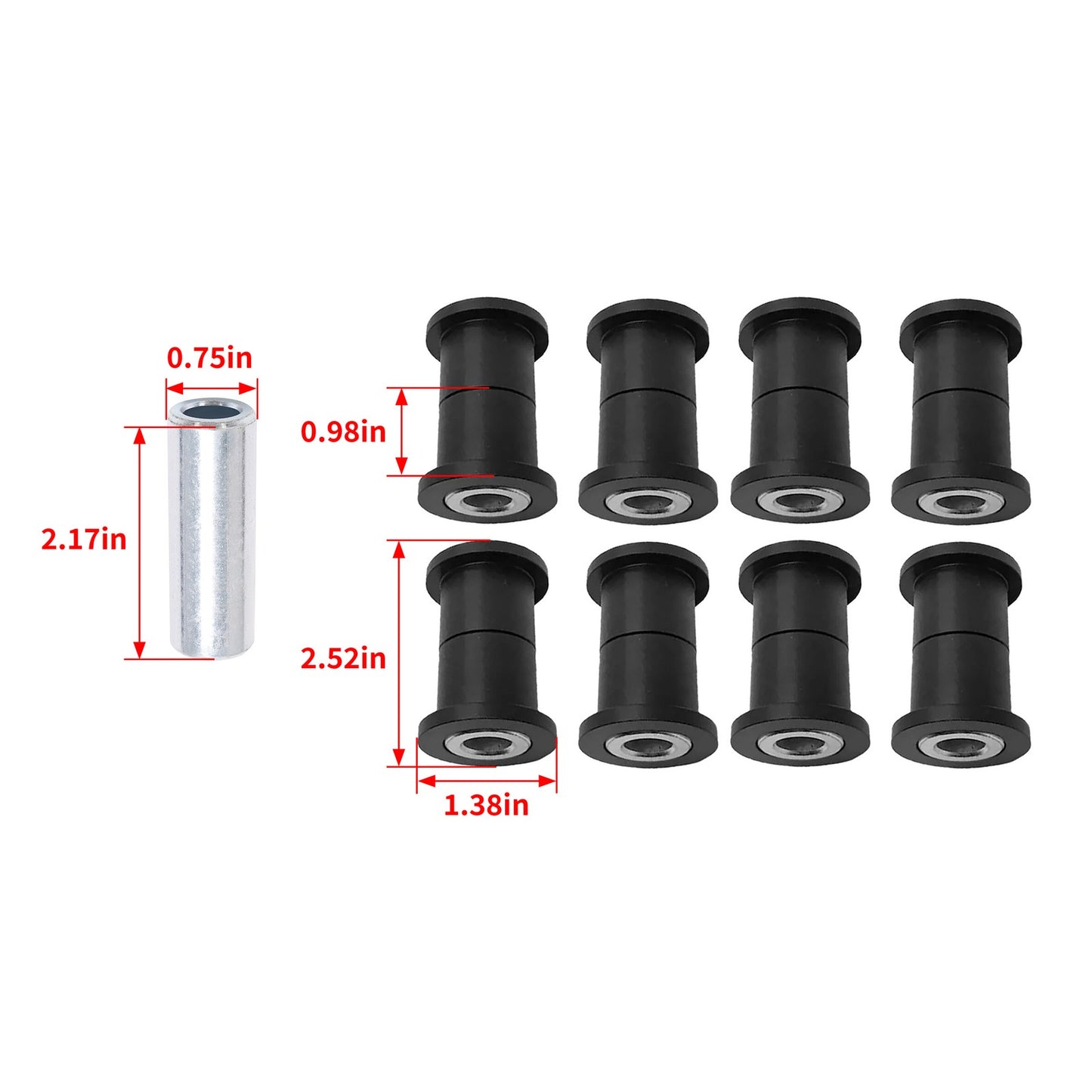 Solid Spare Galvanized For Can-Am Maverick X3 A Arm / Control Arm Bushing Sleeves Kit 2017+
