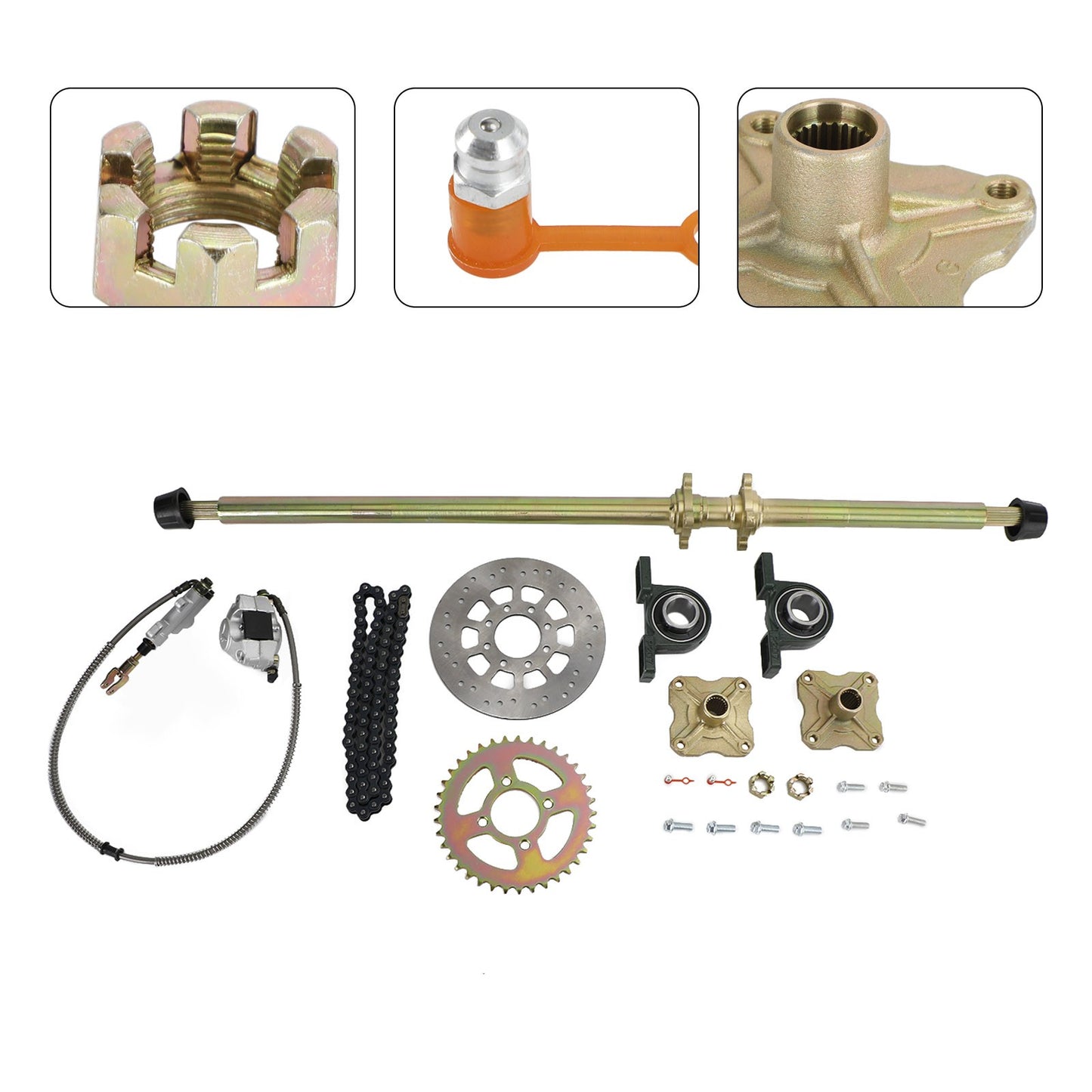 44.8 ATV Quad Go Kart Rear Live Axle Kit Sprocket Brake Wheel Hub Brake Assembly