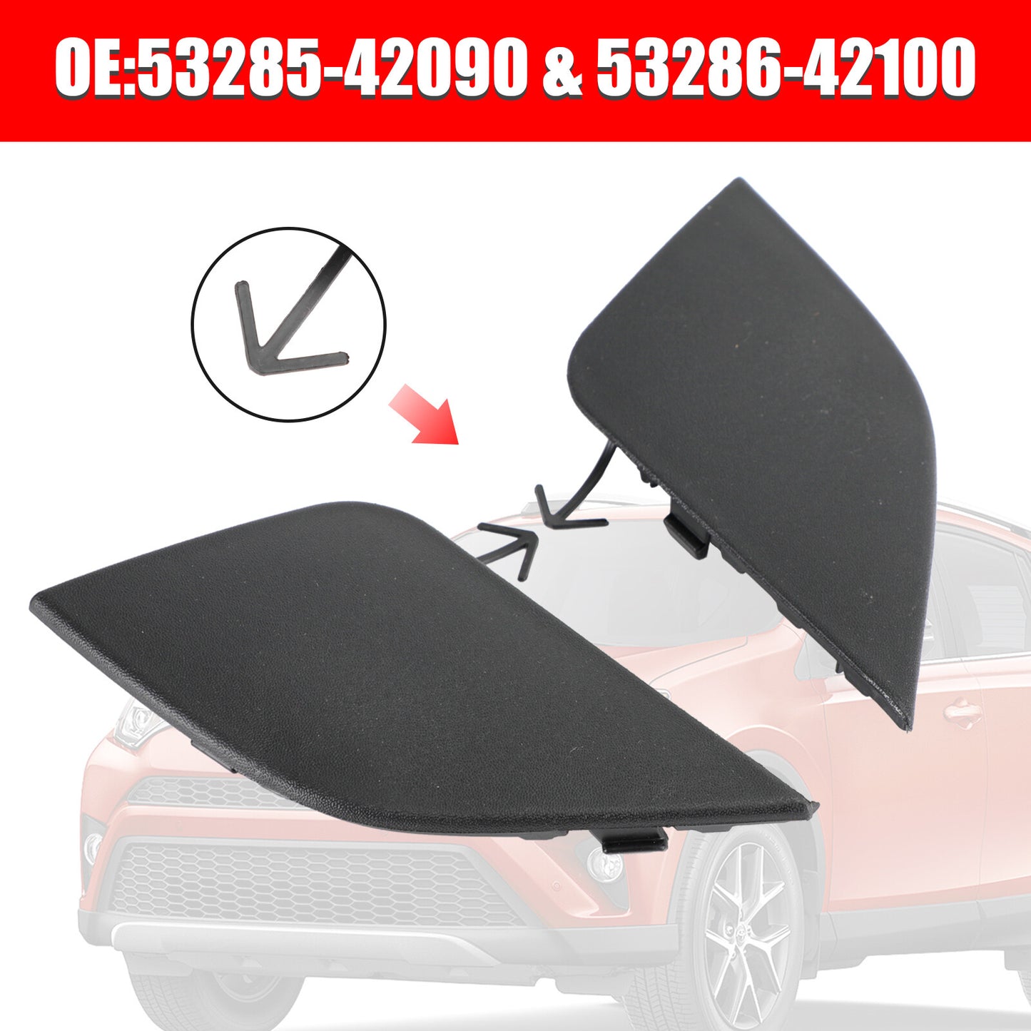 Right & Left Front Bumper Tow Eye Cap for Toyota Rav4 2016-2018