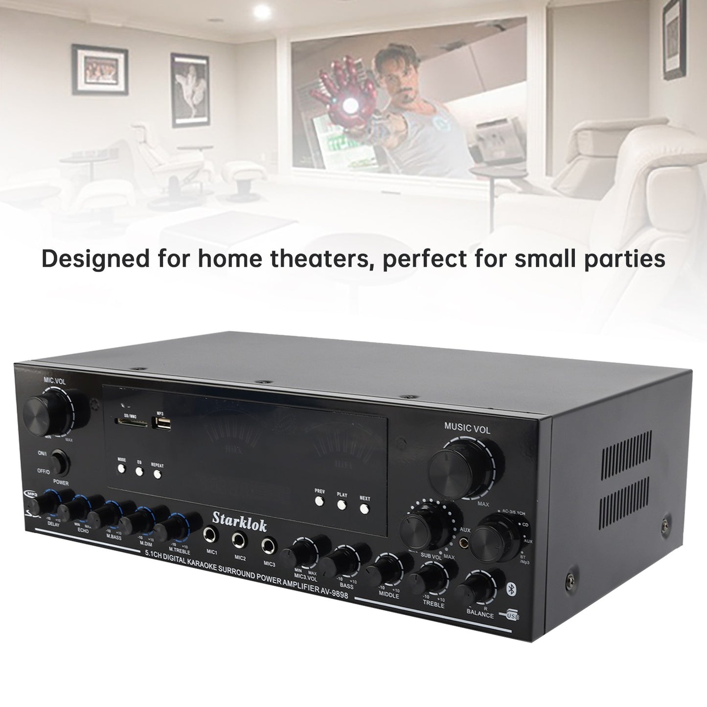 3000W Peak Stereo HiFi Power Amplifier High-Power 5.1Channel Subwoofer Amplifier