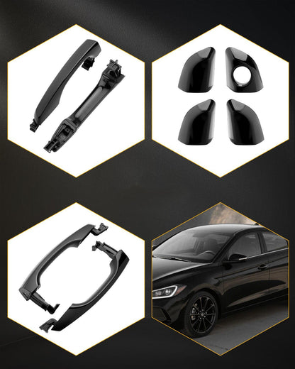 82651F2010 Black Outside Exterior Door Handle Kit Fit 2017-2020 Hyundai Elantra