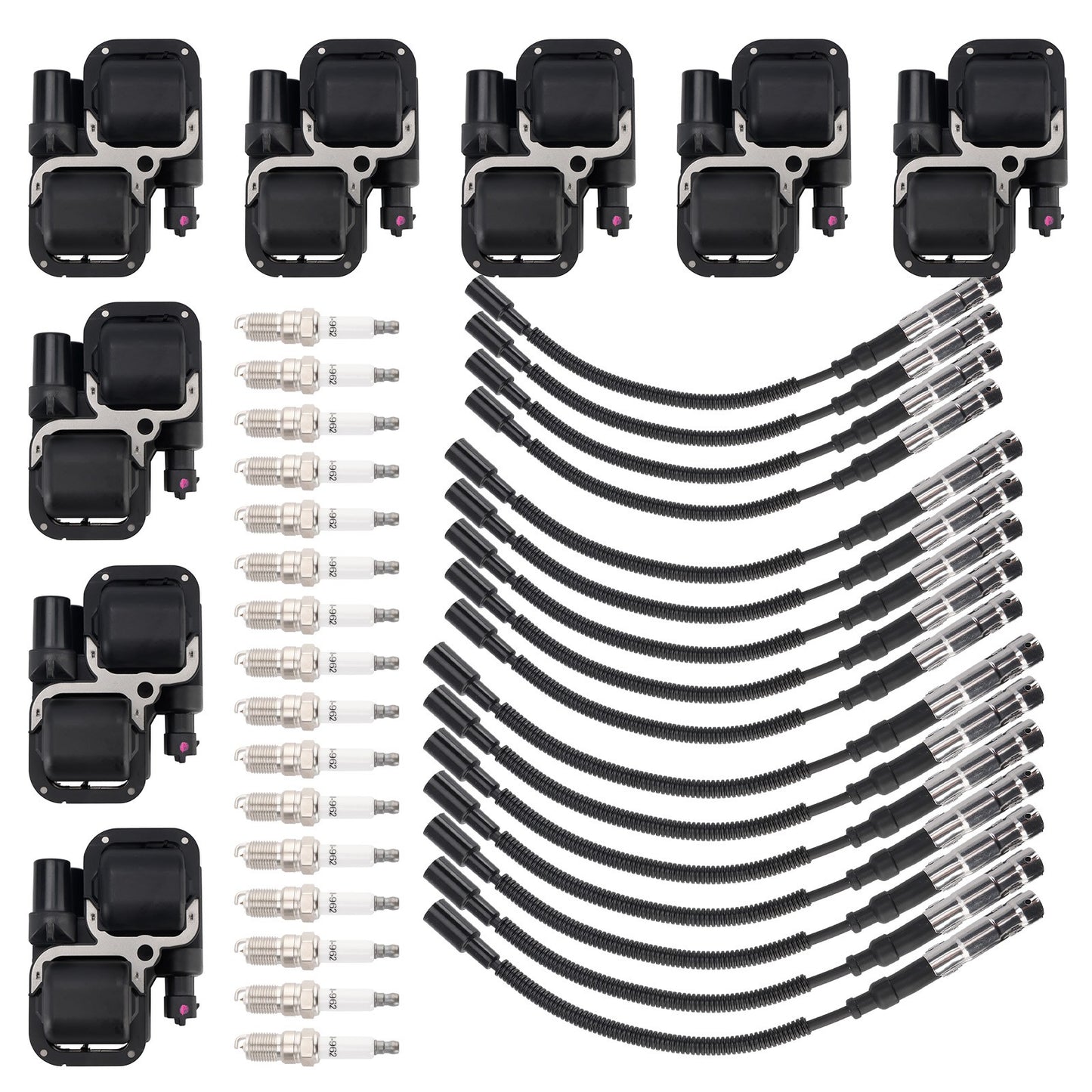 8x Ignition Coil+16xSpark plug+Wire Set UF359 For Mercedes-Benz C CLK ML Class