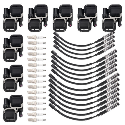 8x Ignition Coil+16xSpark plug+Wire Set UF359 For Mercedes-Benz C CLK ML Class