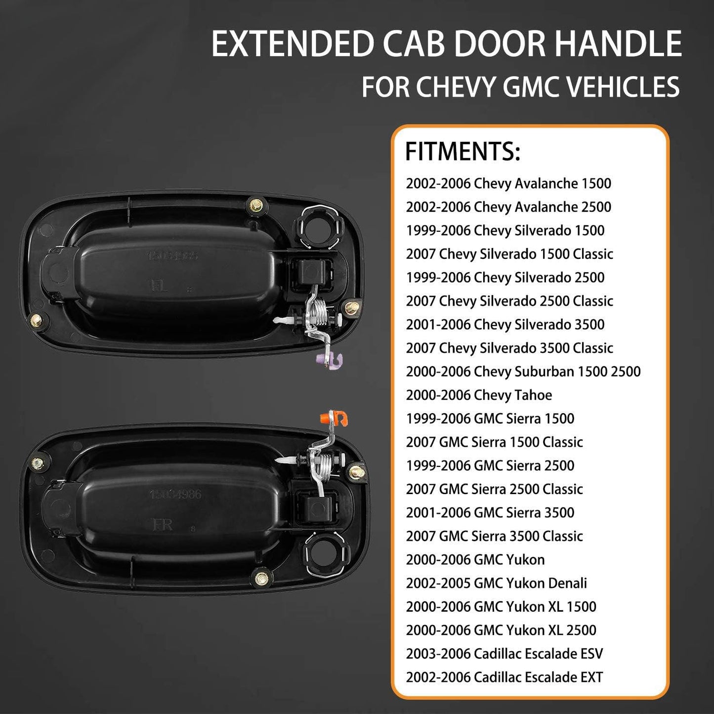 4Pcs Exterior Door Handles Fit 99-07 Chevy Silverado GMC Yukon Cadillac 15721571