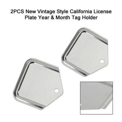 2PCS New Vintage Style California License Plate Year & Month Tag Holder