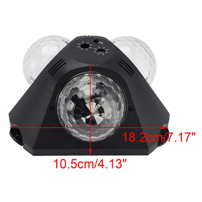 3Head Sound Activated Magic Ball Strobe Light With Remote Control For Home Party