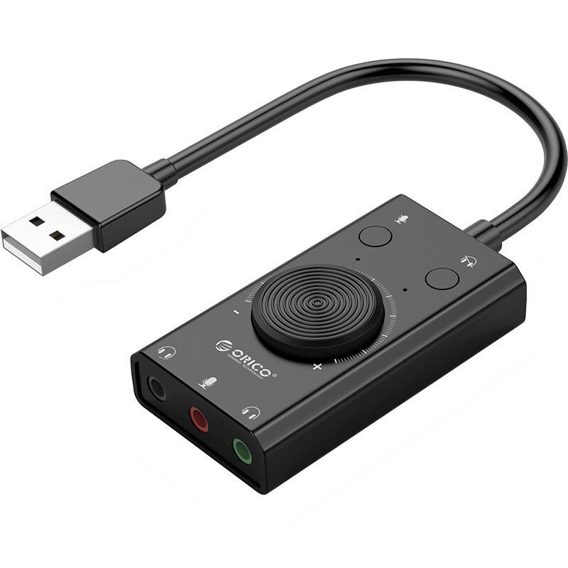 Black USB External Sound Card Virtual 7.1 Channel Adapter Plug For PC Laptop PS5