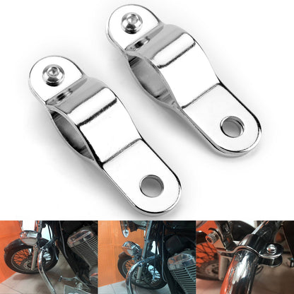 2x Adjustable 30-35MM Bull Bar Clamp Foglight Chrome Bracket Mount Motorcycle