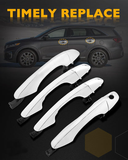 4X Exterior Door Handles Front Rear LH RH w/ End Cap Cover Fit 16-20 Kia Sorento