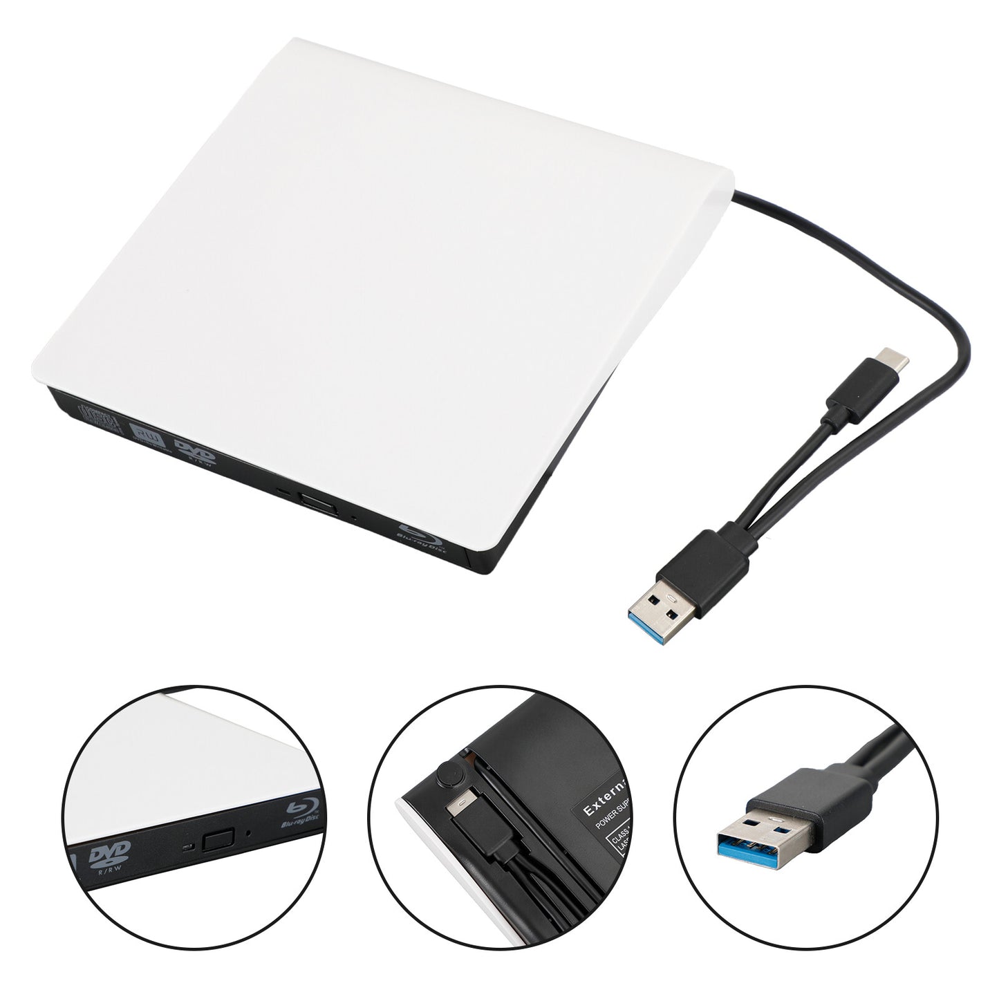 2 IN 1 USB&Type-c External  Disc Writer + Reader Burner for Mac Windows