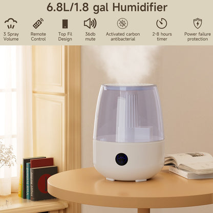 Humidifiers for Bedroom (6.8L) Cool Mist Top Fill Essential Oil Diffuser*