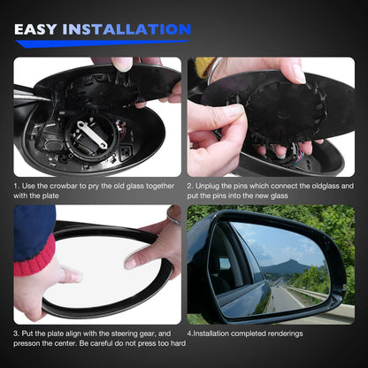 For 2017-2022 Ford F250 F350 SD Heated Mirror Glass Upper Passenger Side Right