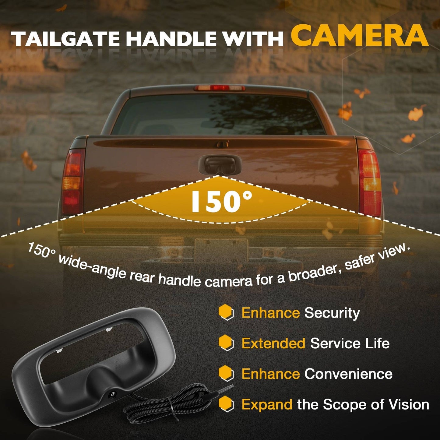 Upgrade Metal Tailgate Handle Backup Camera For 99-07 Chevy Silverado GMC Sierra