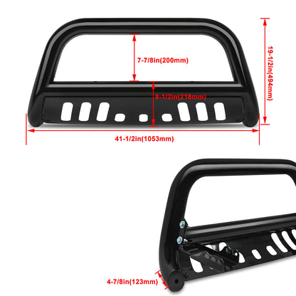 Solid Spare Bull Bar Push Bumper Grille Guard for 2007-2018 Chevy Silverado Sierra 1500 BLK