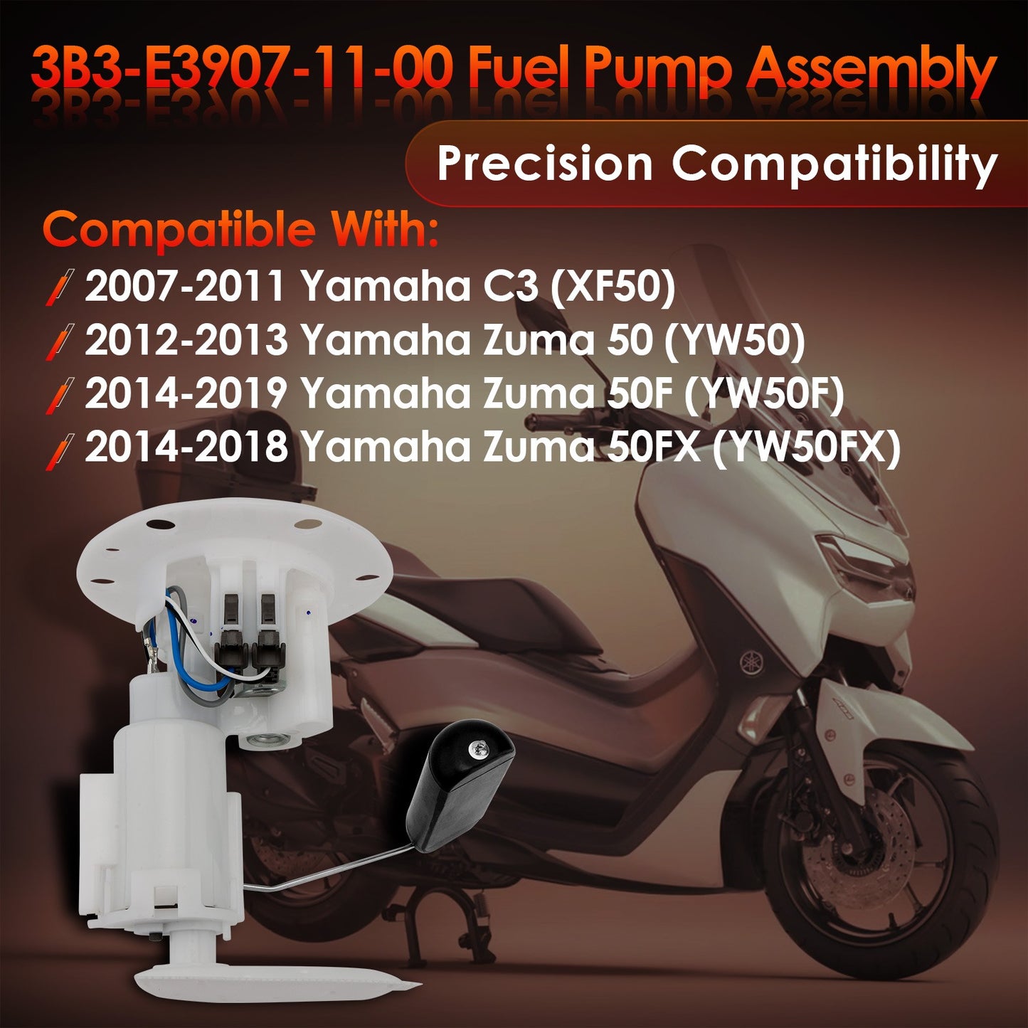 3B3-E3907-11-00 Fuel Pump Assembly Fit 2007-2019 Yamaha C3 XF50 Zuma 50 50F 50FX