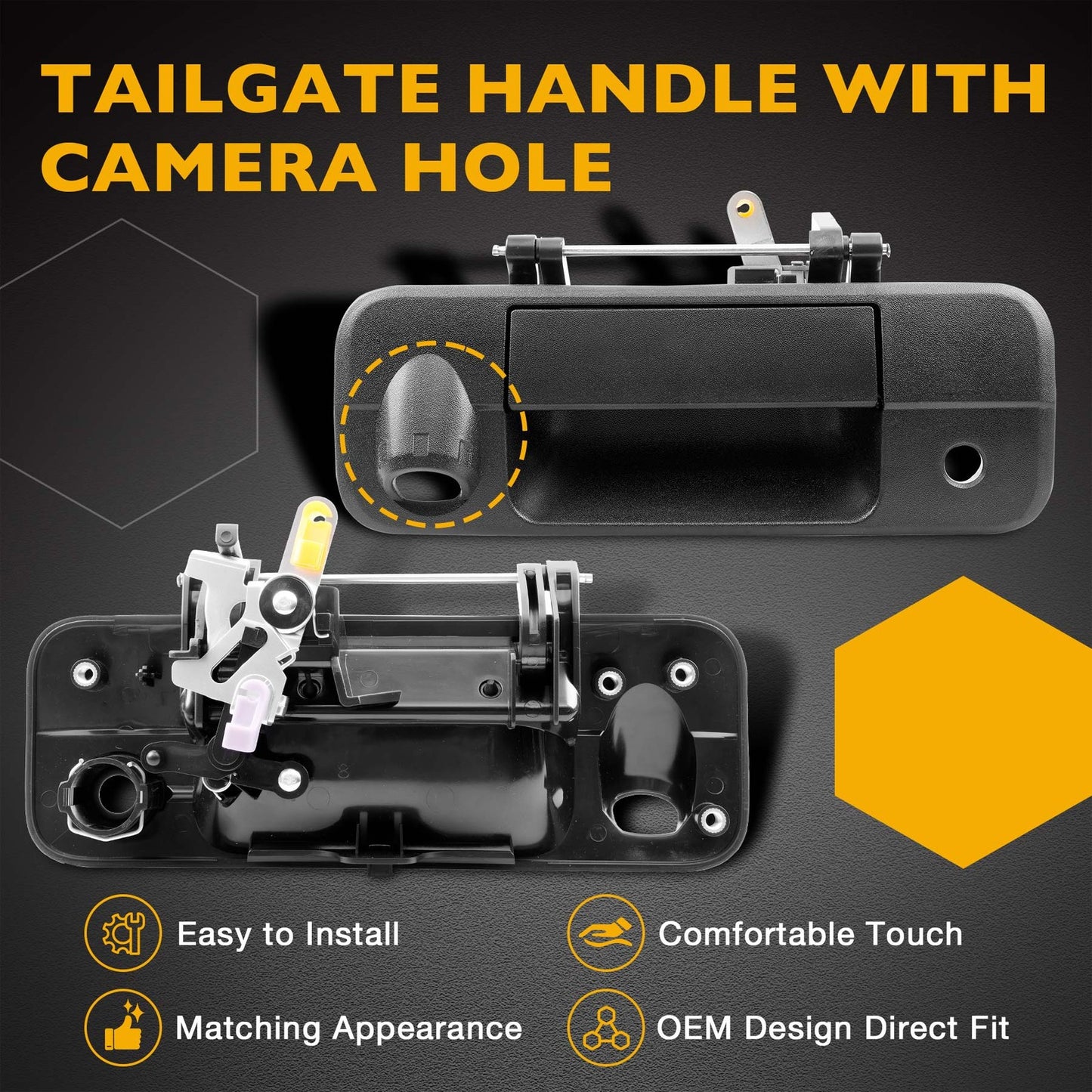 Tailgate Handle Latch w/ Camera Hole & Lock Cylinder Key For 07-13 Toyota Tundra