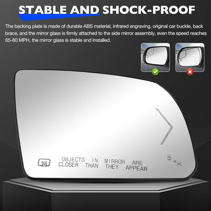 Right Passenger Side Heated Mirror Glass w/ BSM Signal For 07-20 Toyota Tundra
