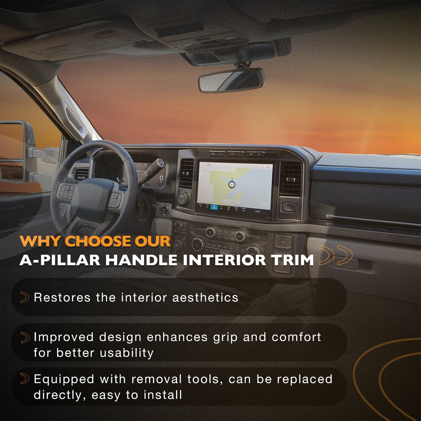 A Pillar Interior Right&Left Trim Grab Handle Fit 2011-16 Ford F-250 F-350 F-450