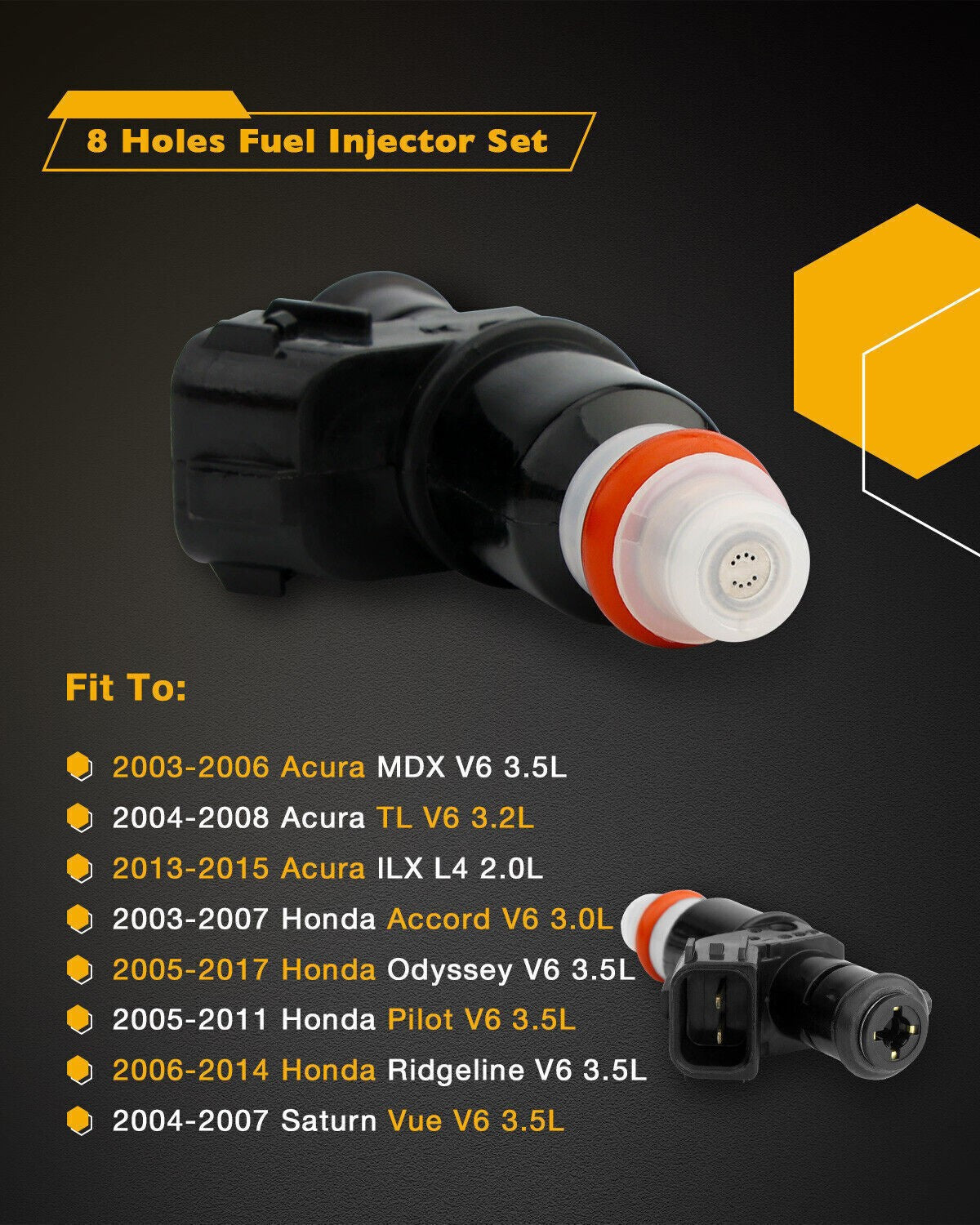 6x 16450-RCA-A01 Fuel Injectors For 2003-13 Honda Accord Odyssey Acura 3.0L 3.2L