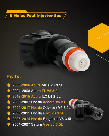 6x 16450-RCA-A01 Fuel Injectors For 2003-13 Honda Accord Odyssey Acura 3.0L 3.2L