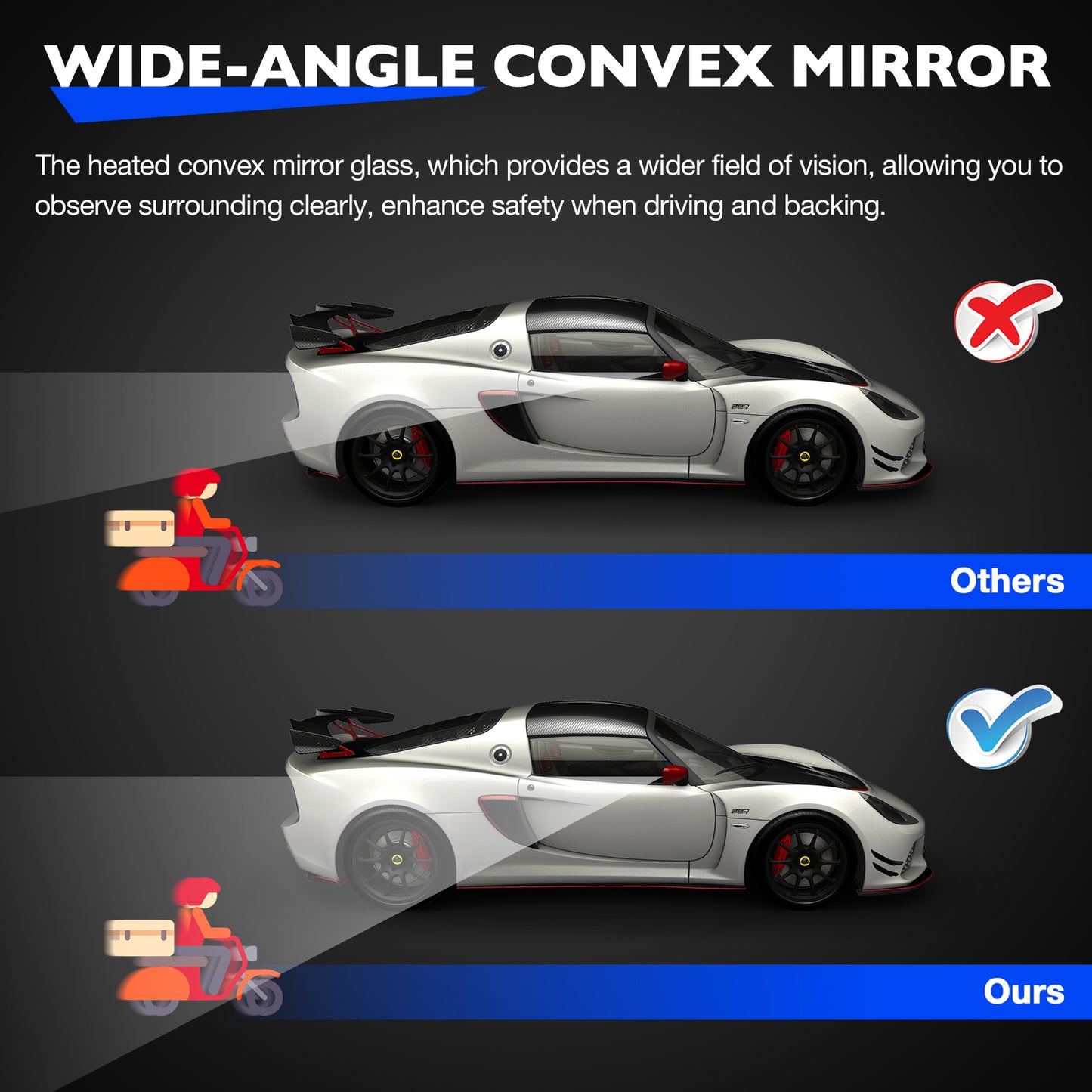 Heated Mirror Glass w/ BSD Left Driver Side For 13-24 Toyota RAV4 Tacoma 4Runner