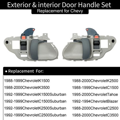 Exterior & Interior Door Handles for 1988-2000 Chevy C/K 1500 2500 3500 Suburban