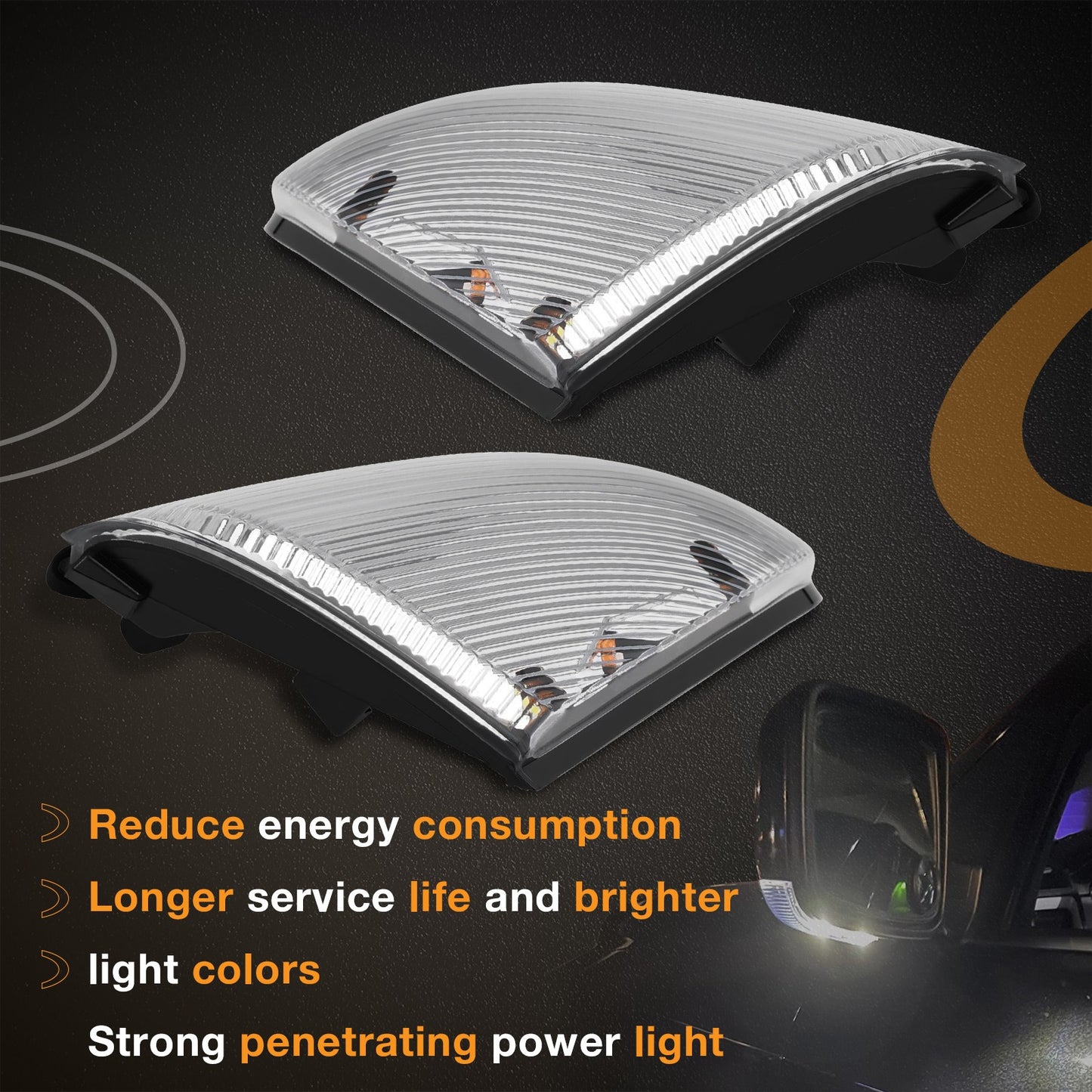 2Pcs LED Mirror Turn Signal Lights Puddle Lamps For 2009-18 Dodge Ram 1500 2500