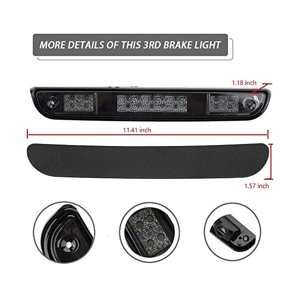 LED Rear Cargo 3rd Third Brake Light Lamp For 92-96 Ford F150 F250 BRONCO Smoke