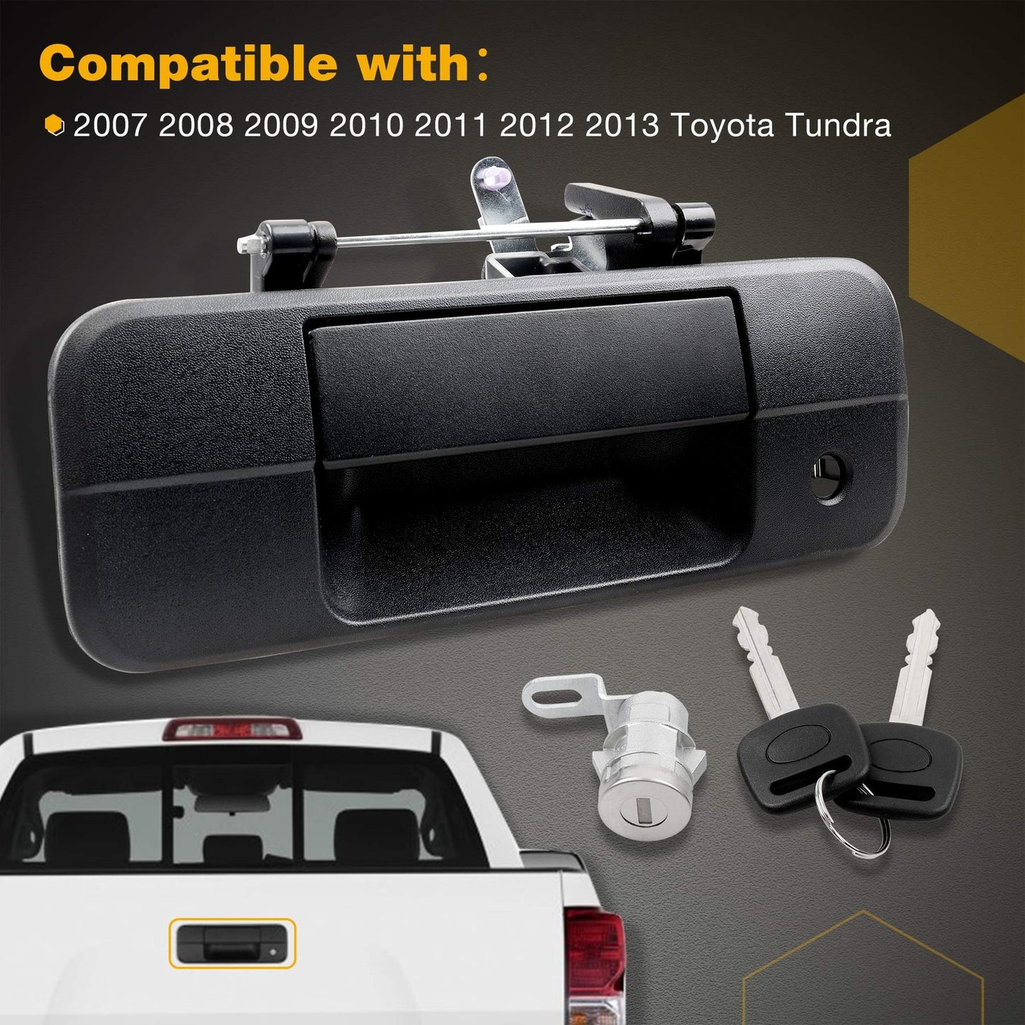 Metal Tailgate Handle Latch w/ Lock Cylinder & Key For 07-13 Toyota Tundra 81213